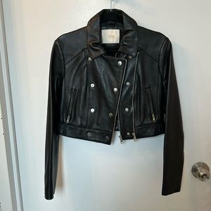 MAJE Crop Leather Jacket